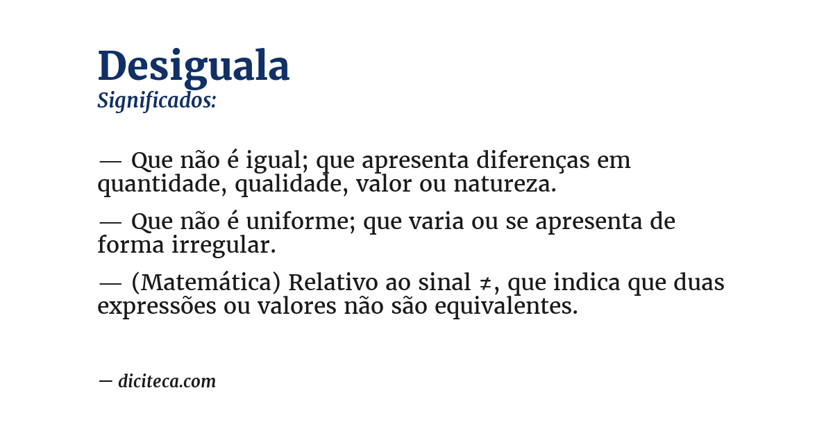 Significado de desiguala