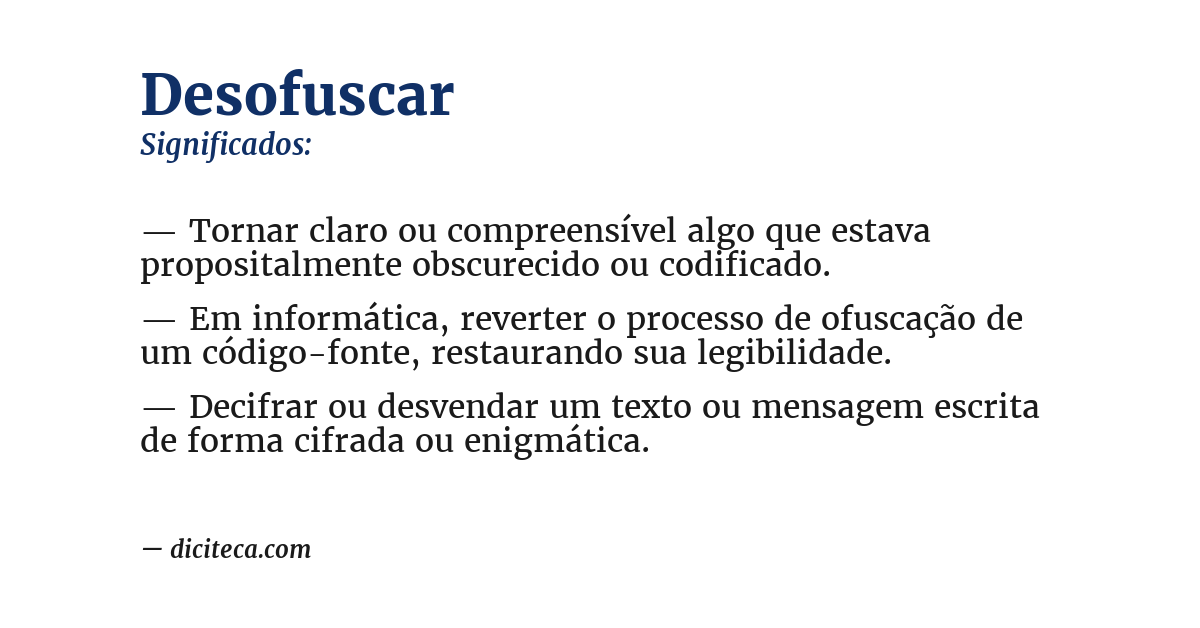 Significado de desofuscar
