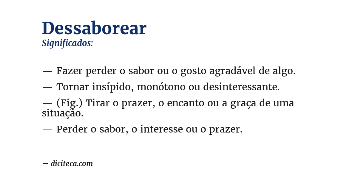 Significado de dessaborear