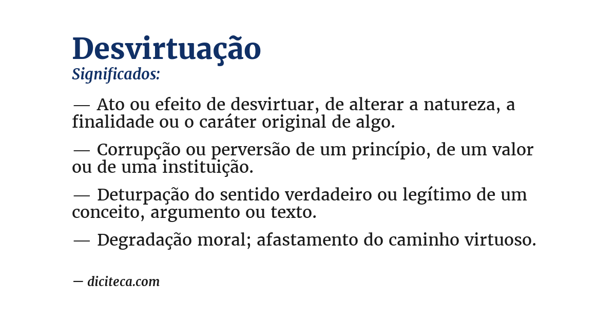 Significado de desvirtuação