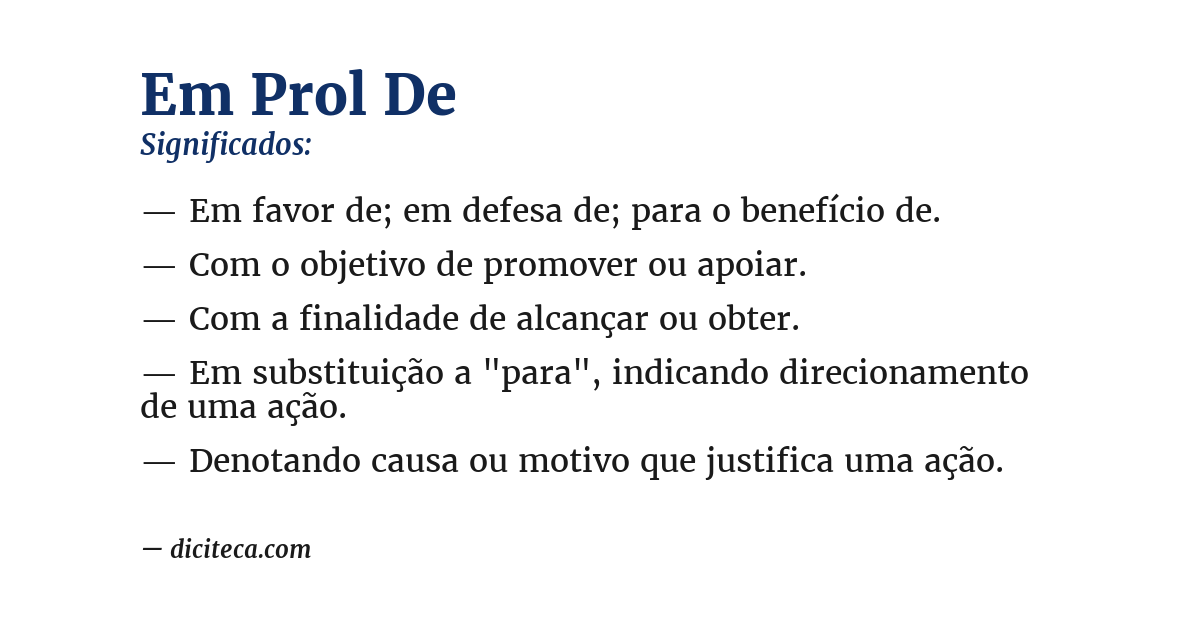 Significado de em prol de
