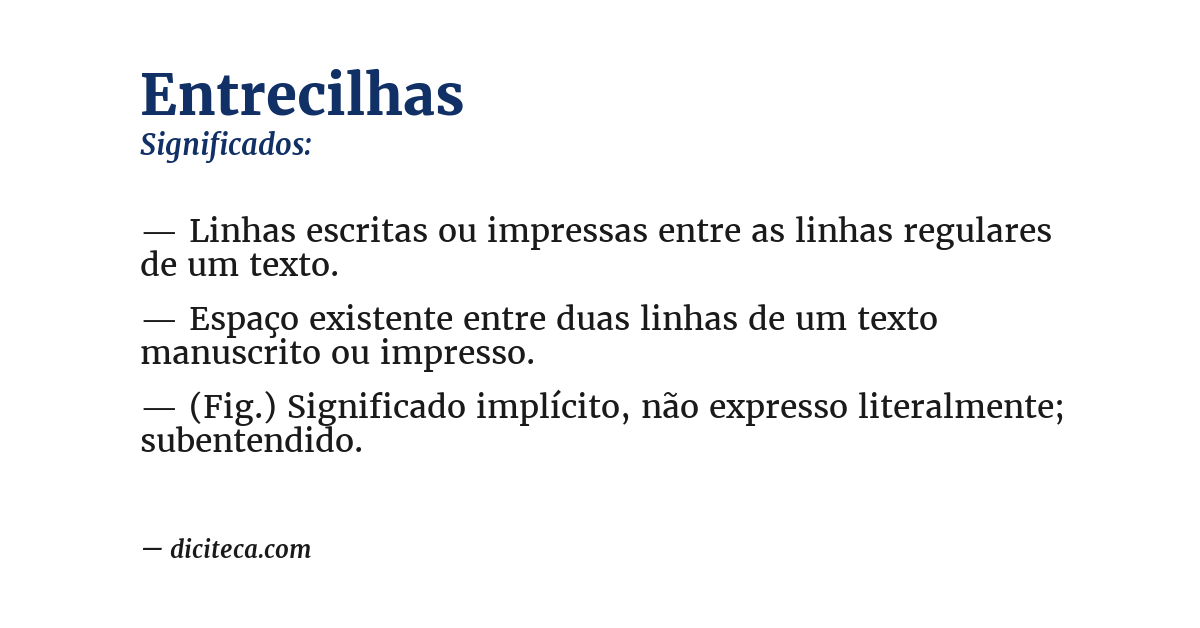 Significado de entrecilhas