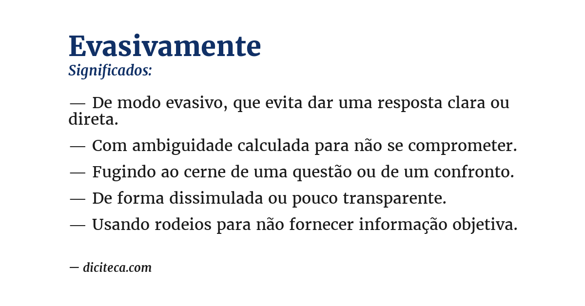 Significado de evasivamente
