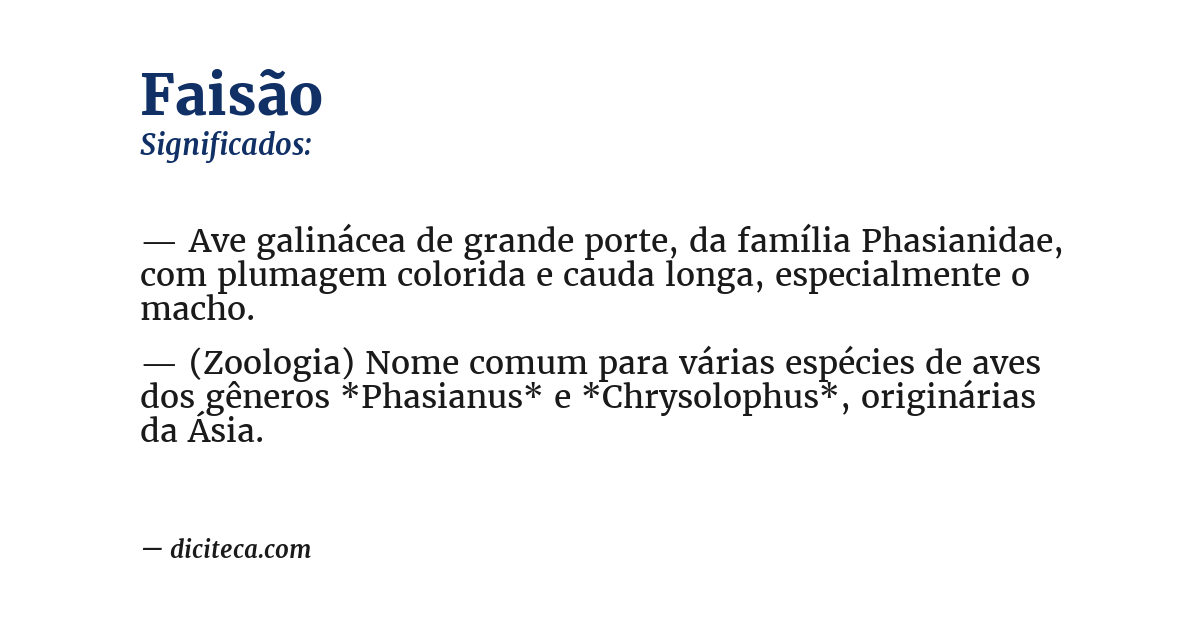Significado de faisão