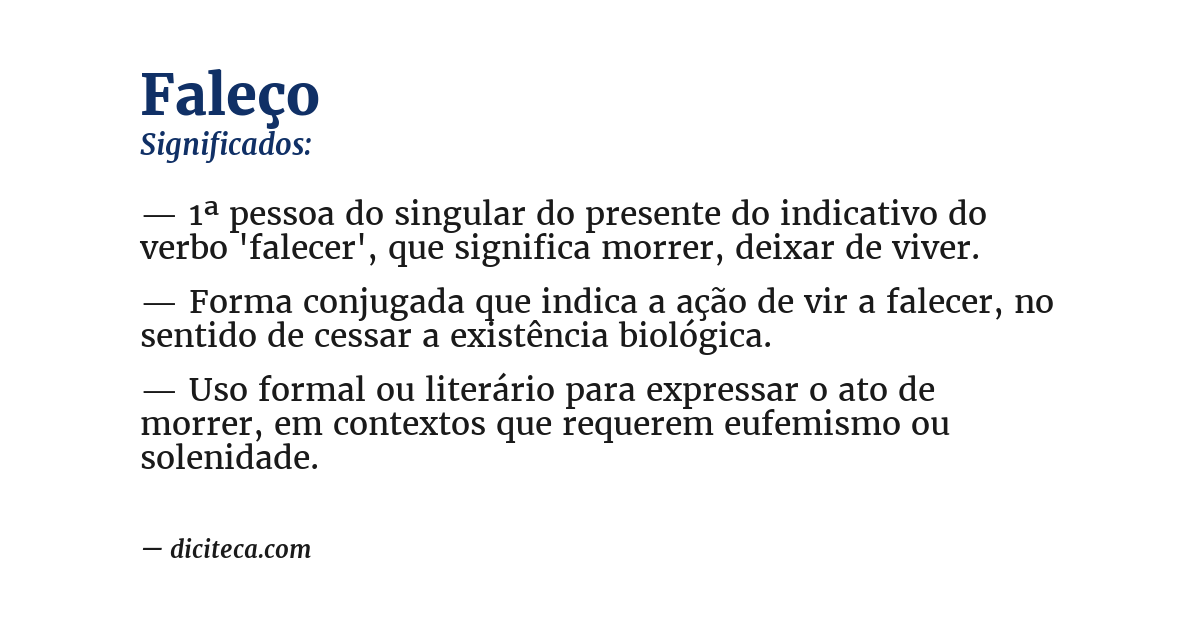 Significado de faleço