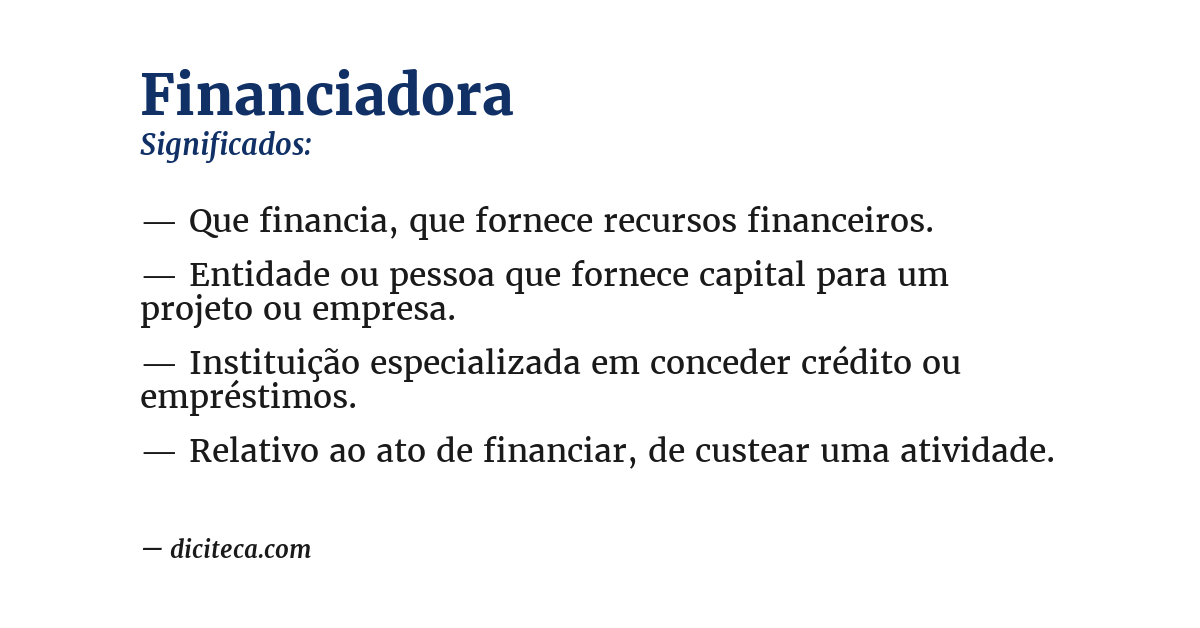 Significado de financiadora
