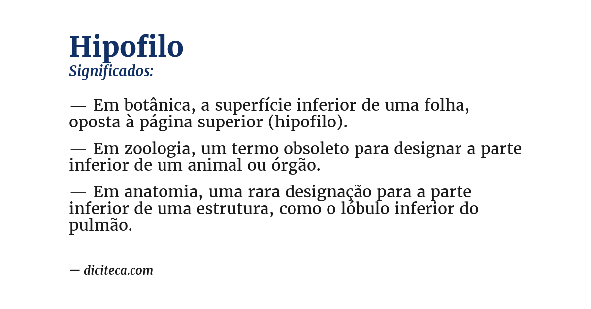 Significado de hipofilo