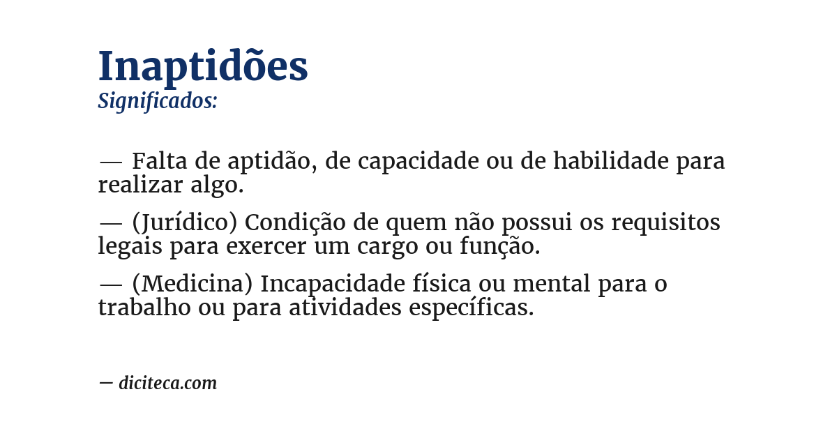 Significado de inaptidões