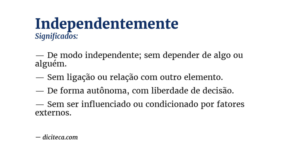 Significado de independentemente