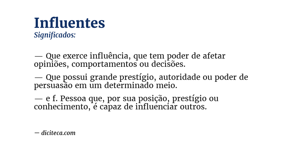 Significado de influentes