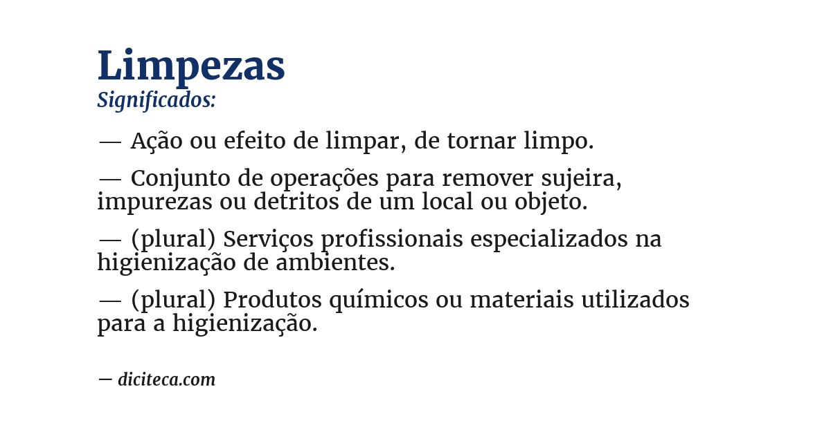 Significado de limpezas
