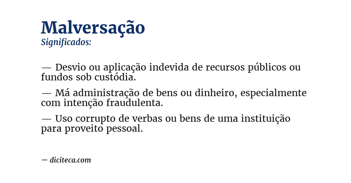 Significado de malversação