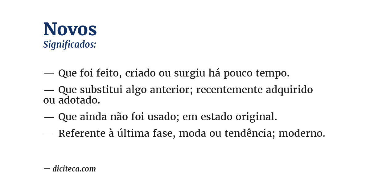 Significado de novos