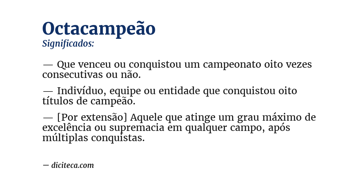 Significado de octacampeão