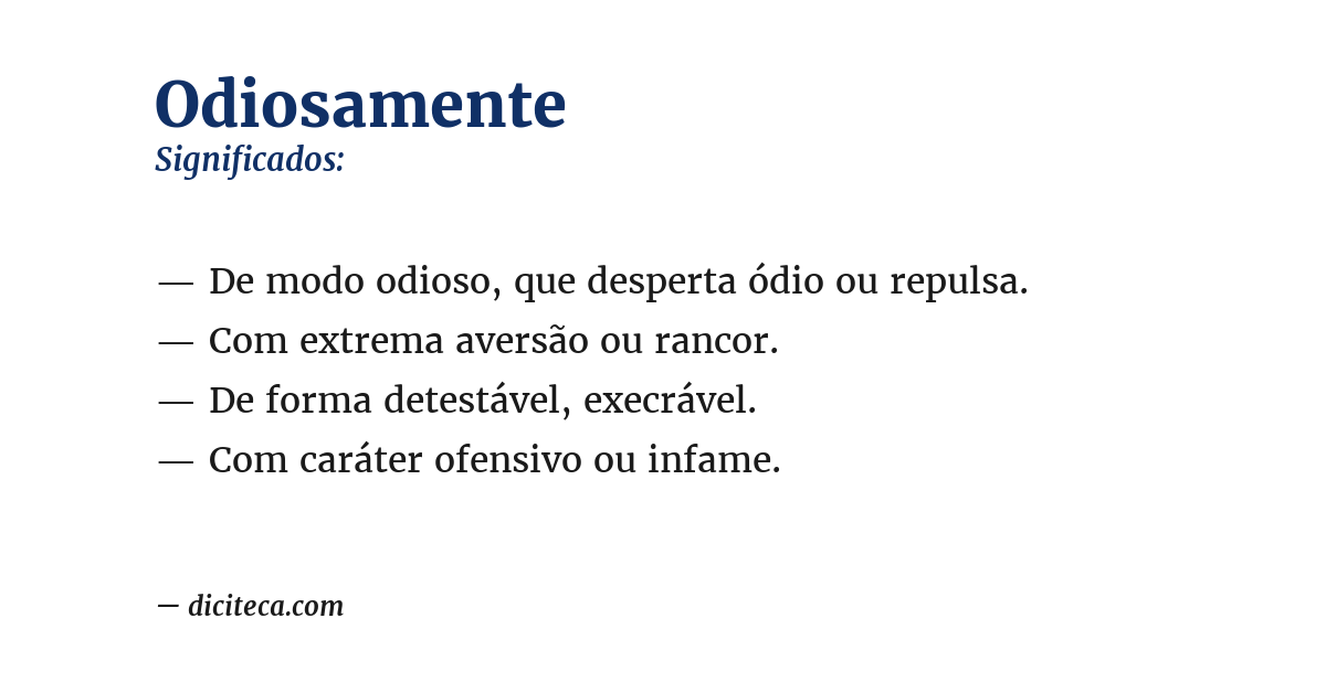 Significado de odiosamente