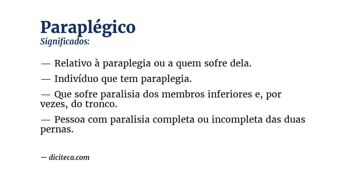 Significado de paraplégico