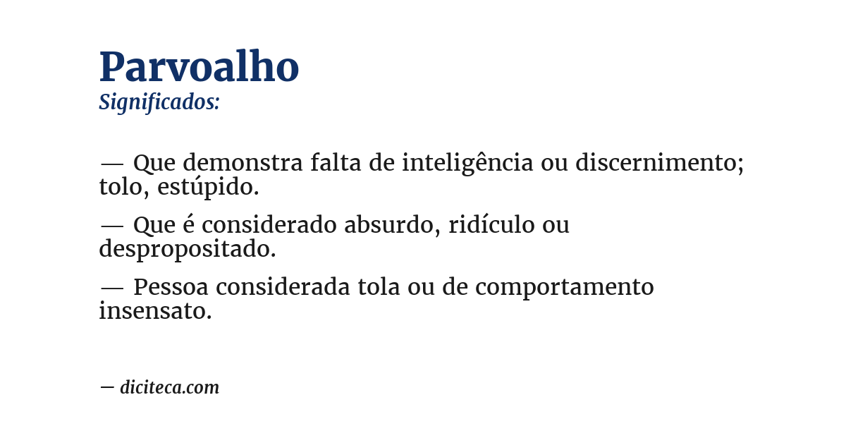 Significado de parvoalho
