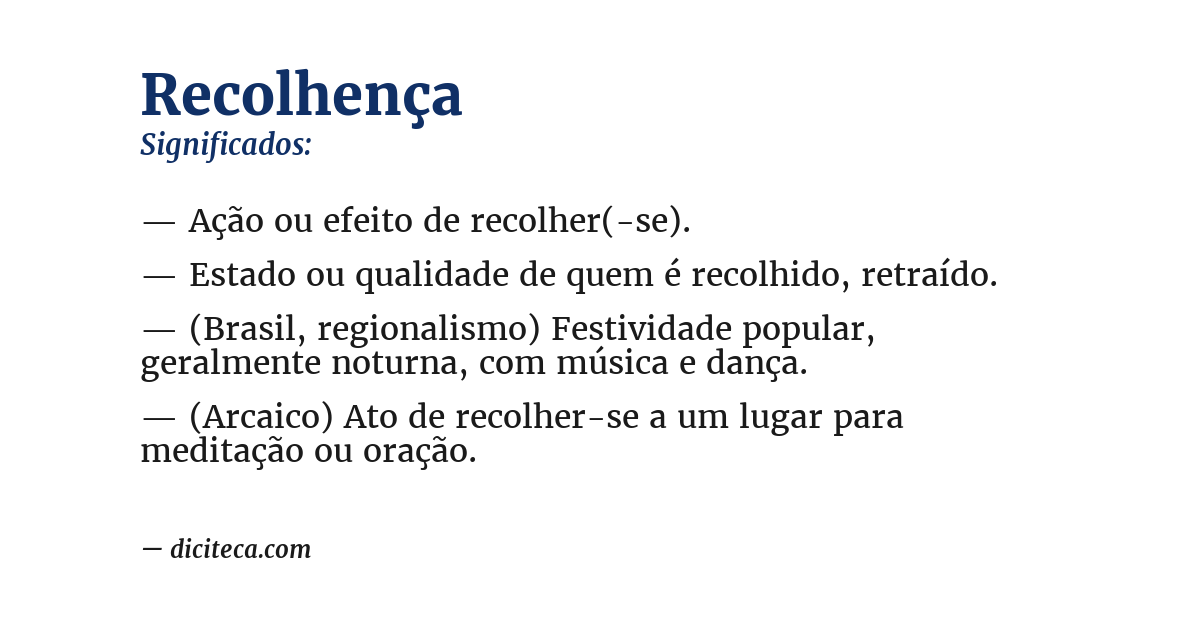 Significado de recolhença