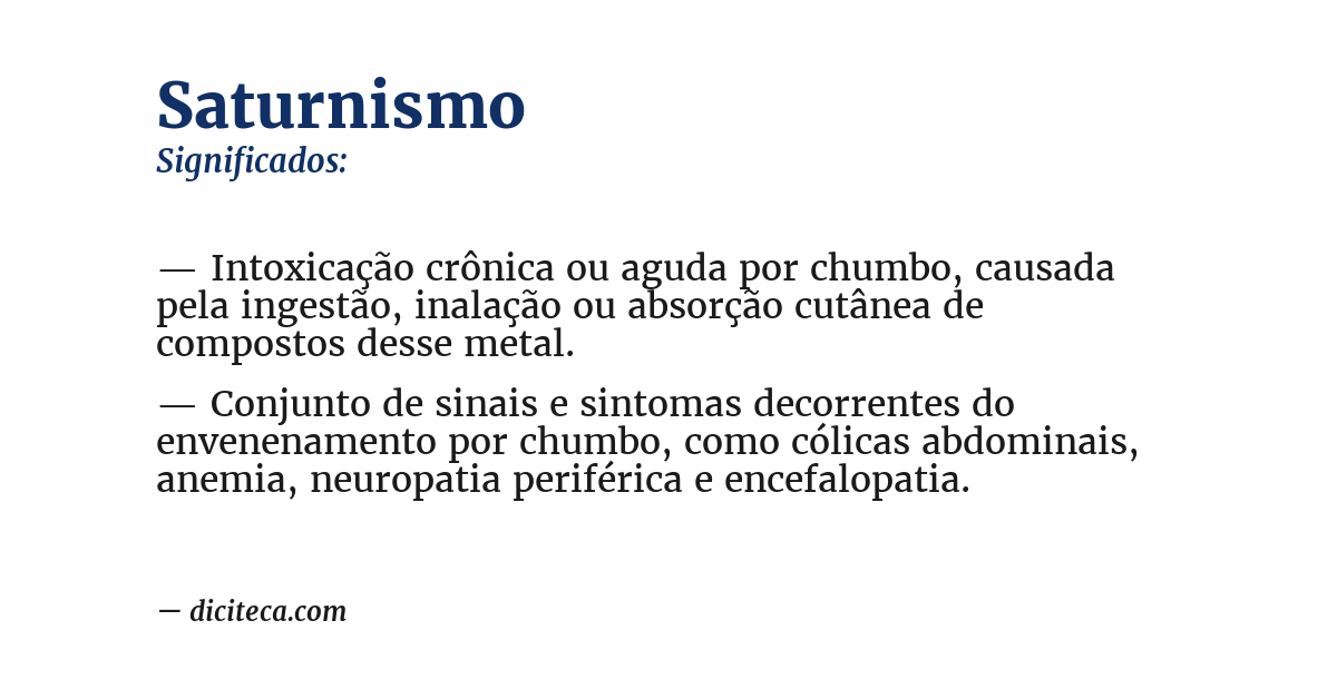 Significado de saturnismo