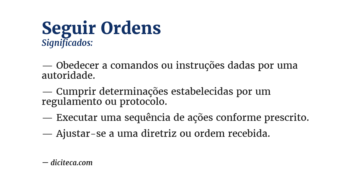 Significado de seguir ordens