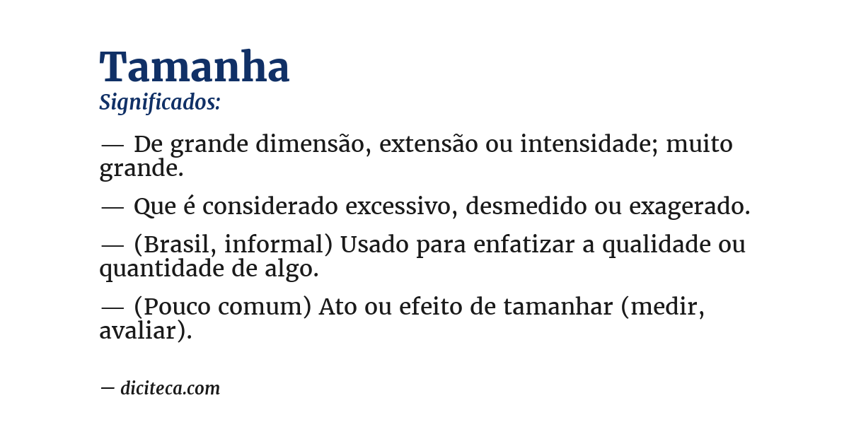 Significado de tamanha