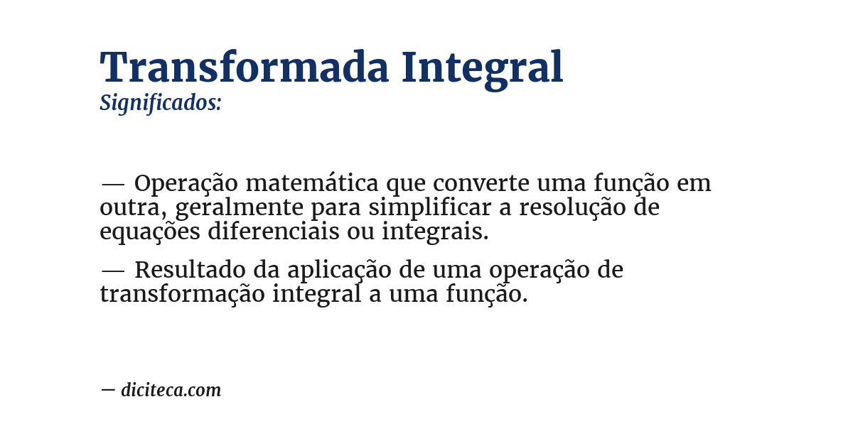 Significado de transformada integral