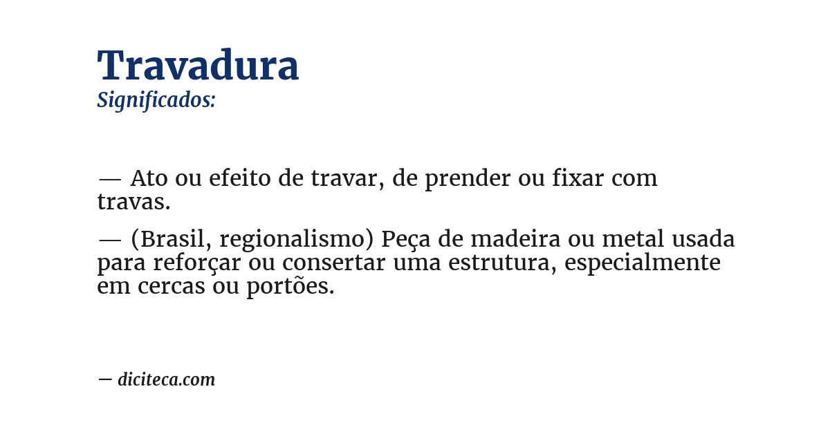 Significado de travadura