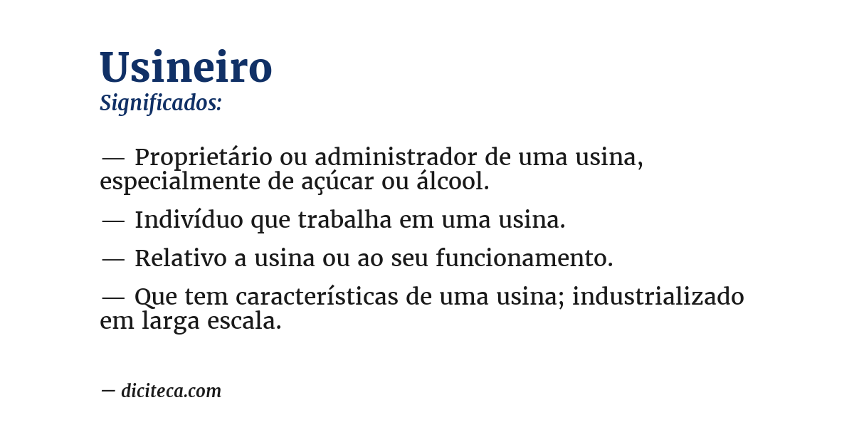 Significado de usineiro