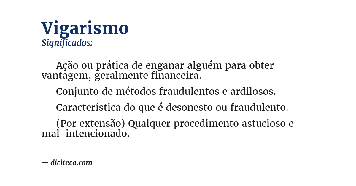 Significado de vigarismo