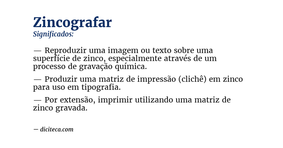Significado de zincografar