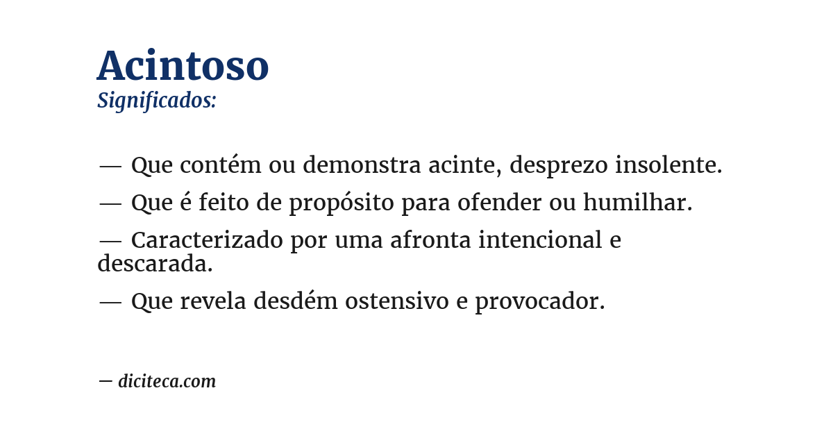 Significado de acintoso