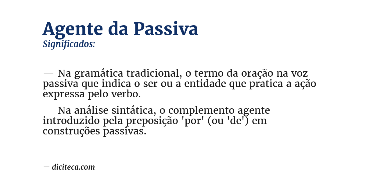 Significado de agente da passiva