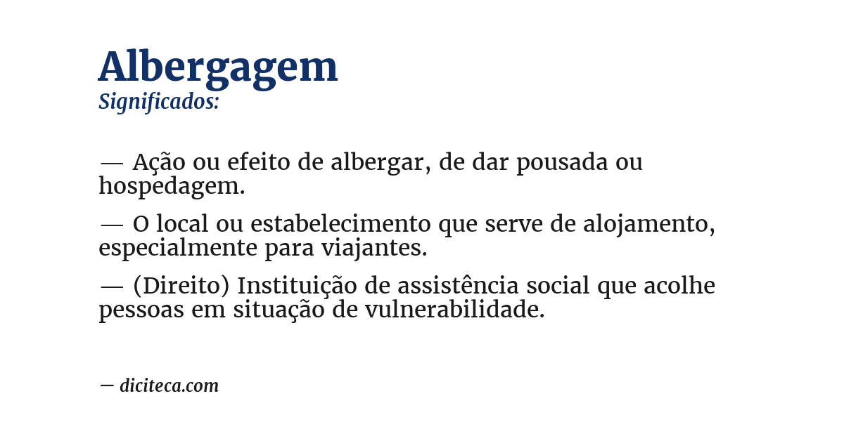 Significado de albergagem