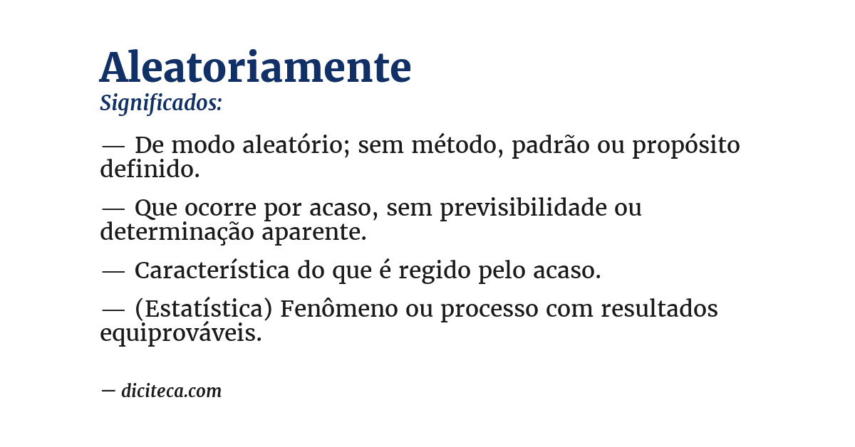Significado de aleatoriamente