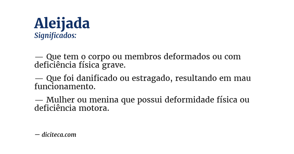 Significado de aleijada