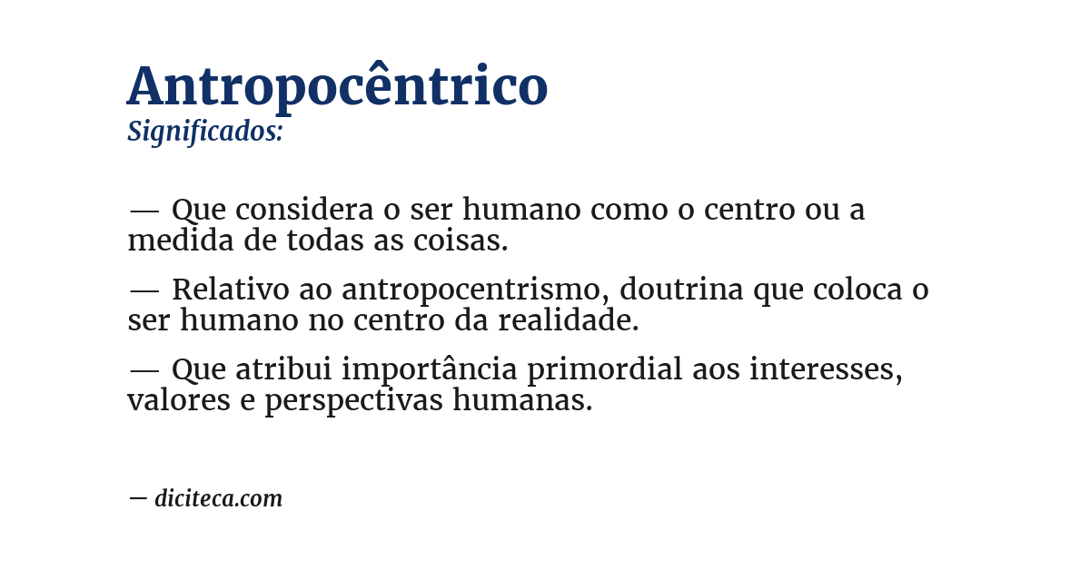 Significado de antropocêntrico