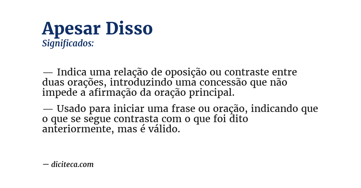 Significado de apesar disso