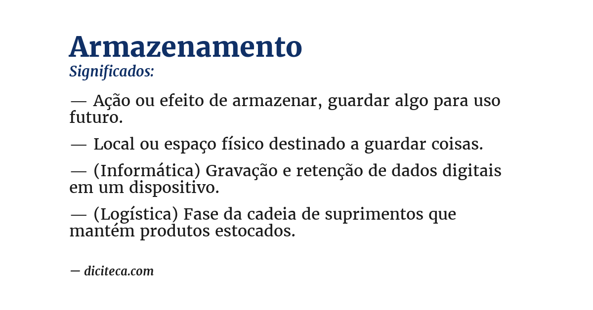 Significado de armazenamento