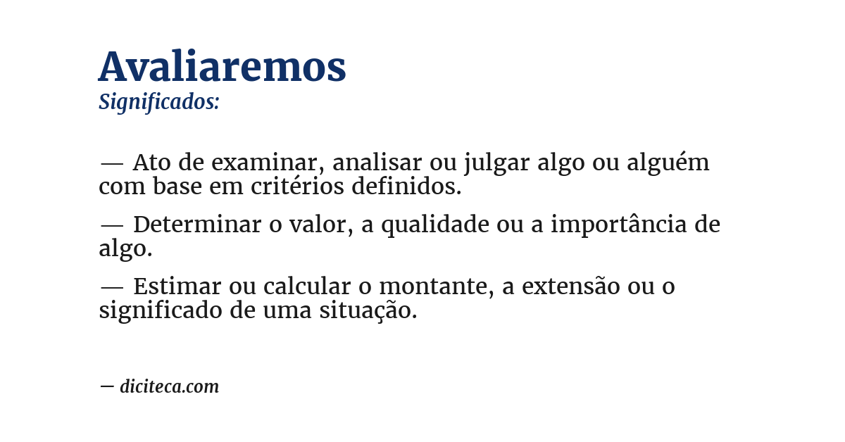 Significado de avaliaremos