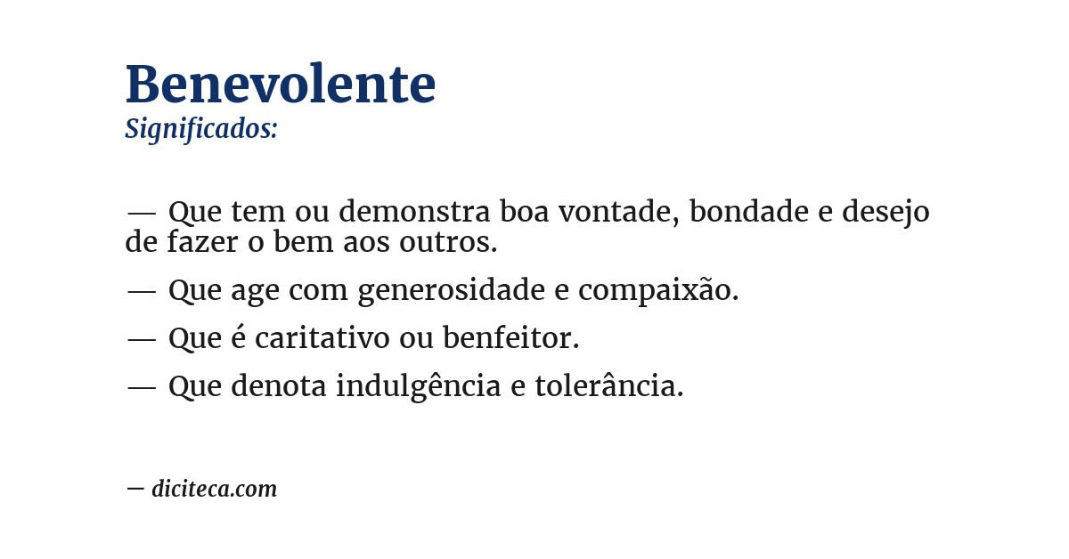 Significado de benevolente