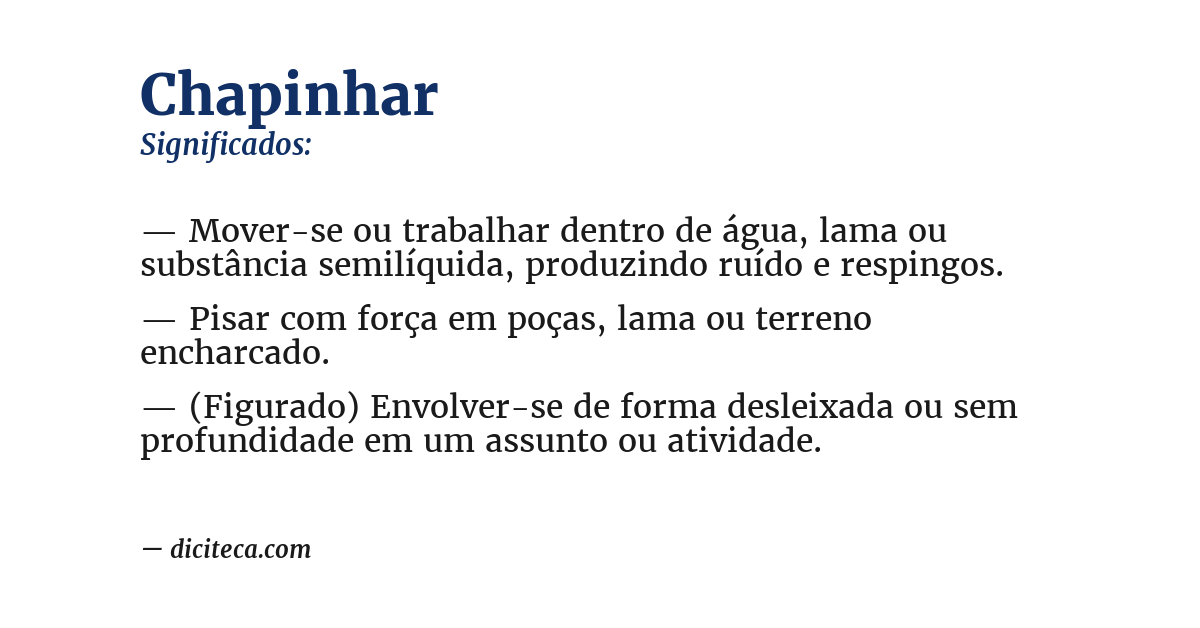 Significado de chapinhar