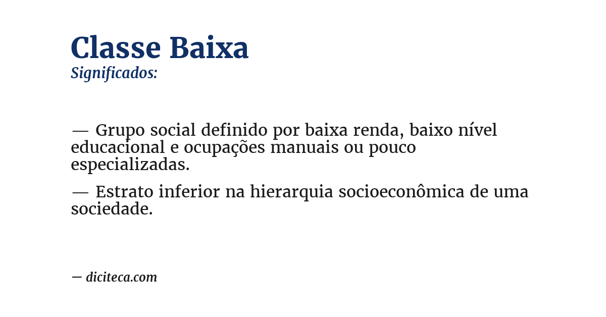 Significado de classe baixa