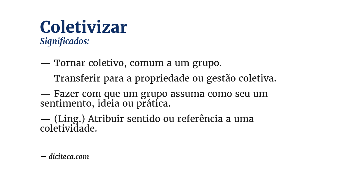 Significado de coletivizar