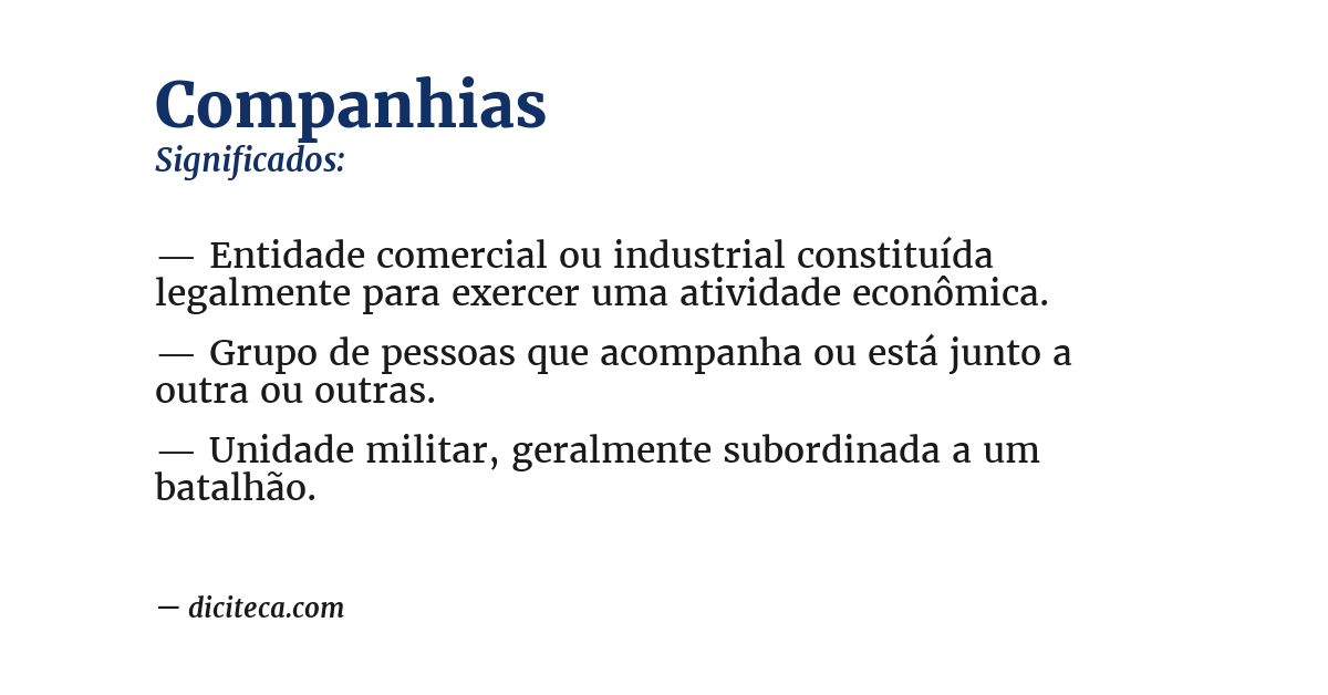 Significado de companhias