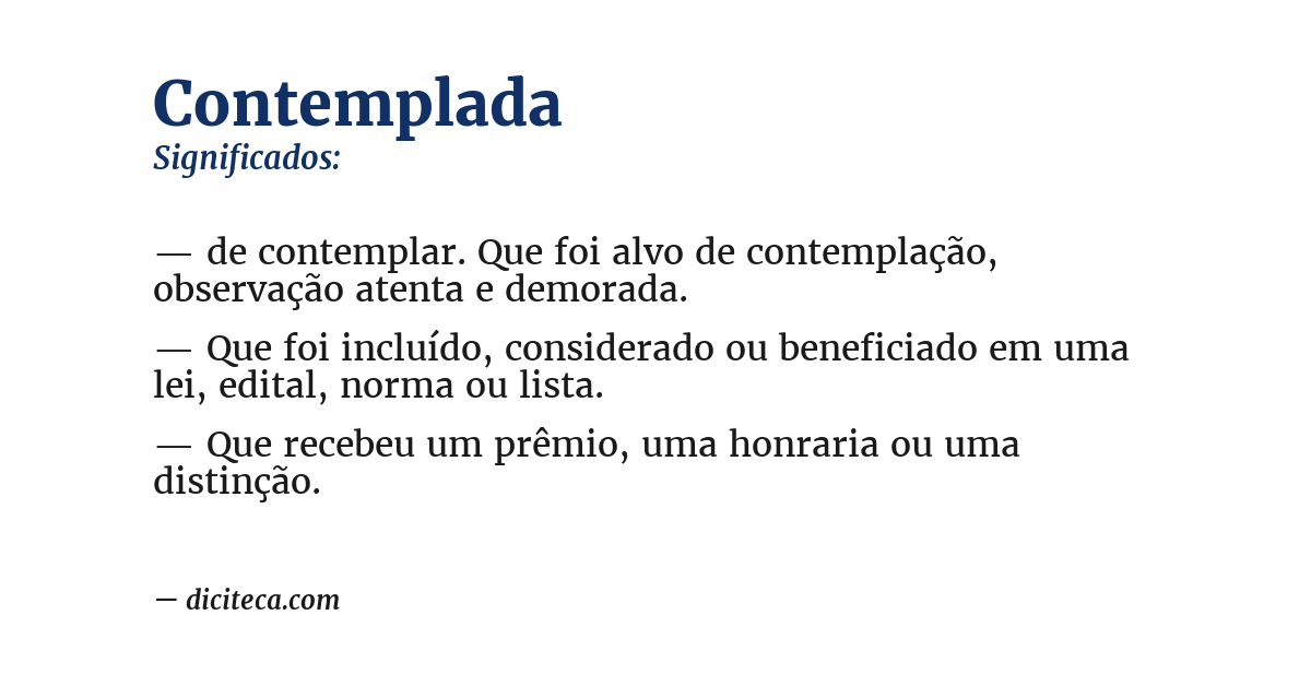 Significado de contemplada