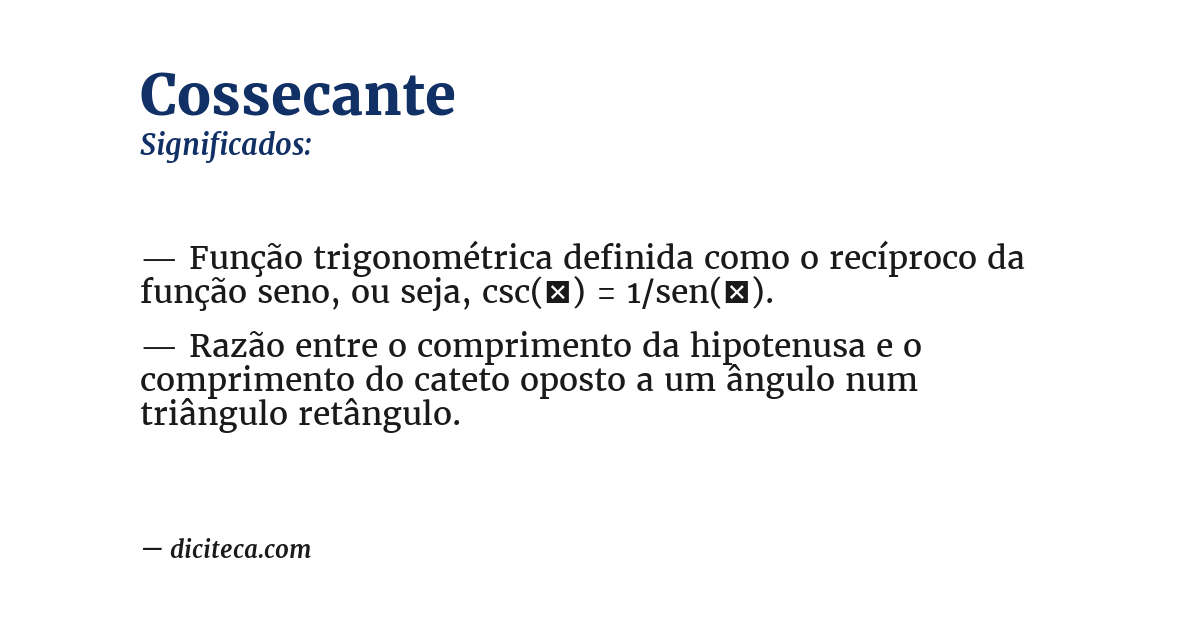 Significado de cossecante