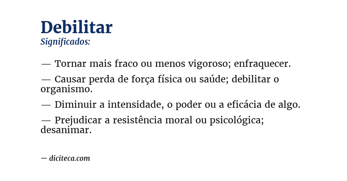 Significado de debilitar