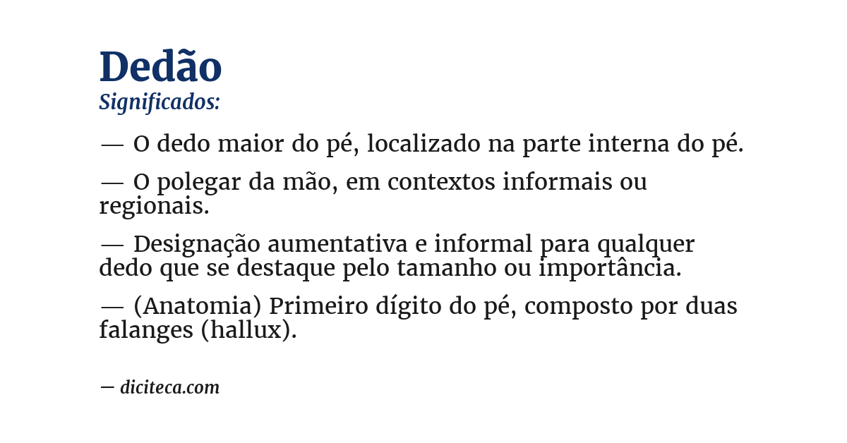 Significado de dedão