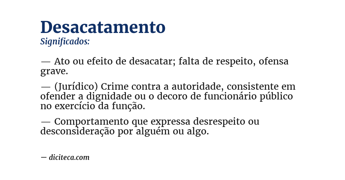Significado de desacatamento