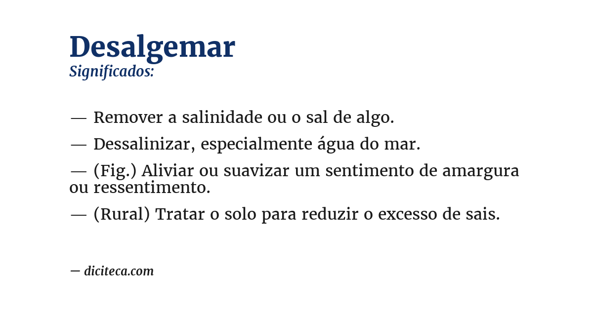 Significado de desalgemar